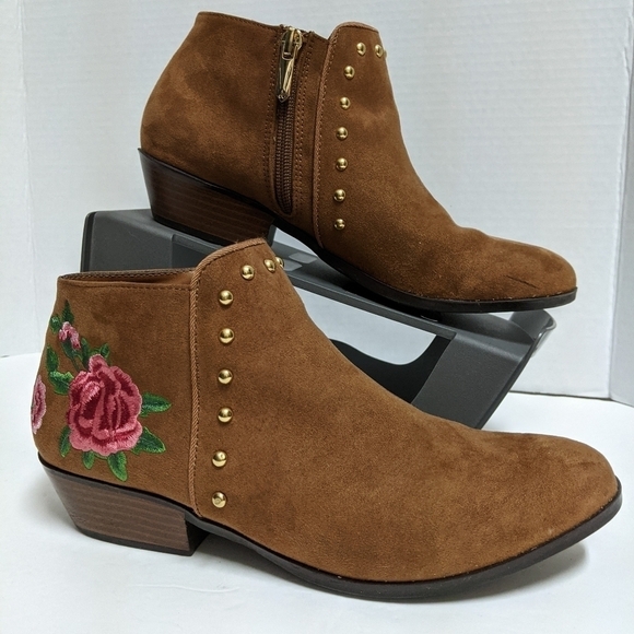 Sam Edelman floral rose embroidered ankle boots - Picture 1 of 6